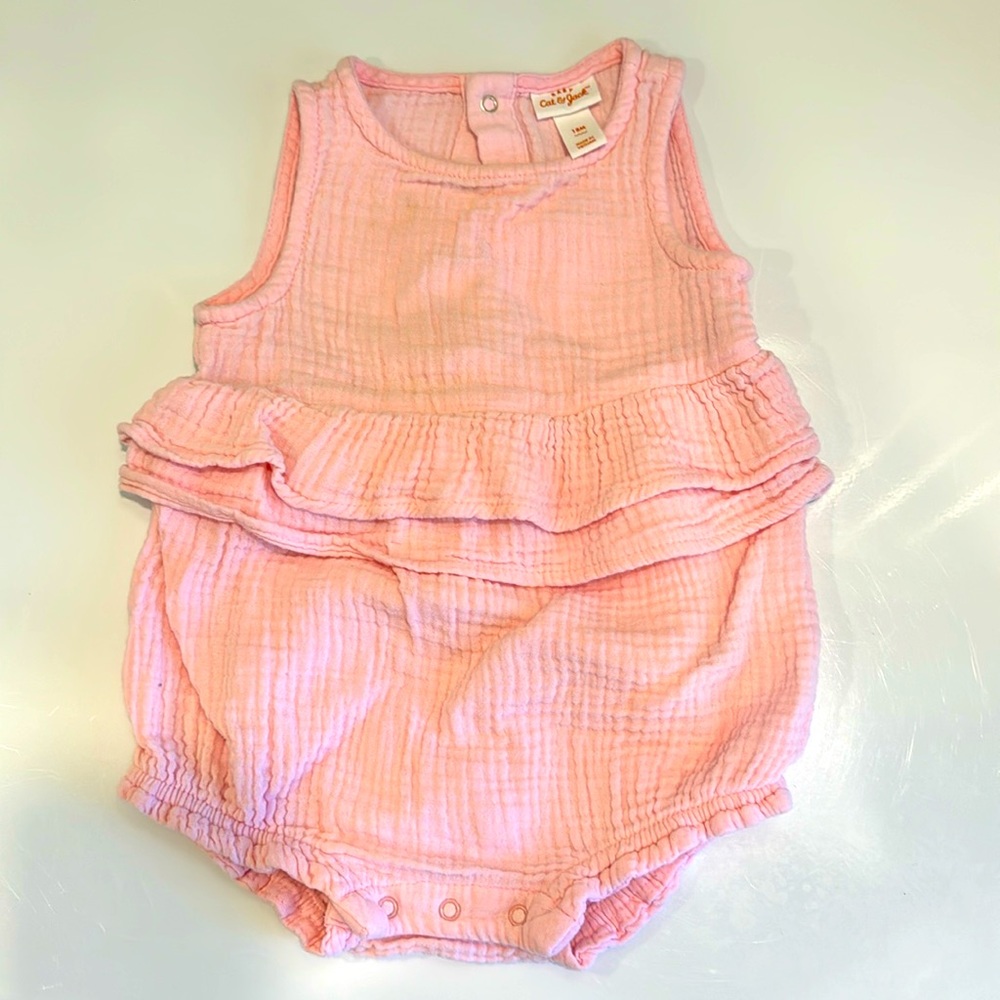 Cat &Jack bubble with ruffle in pink . 18 mos .
